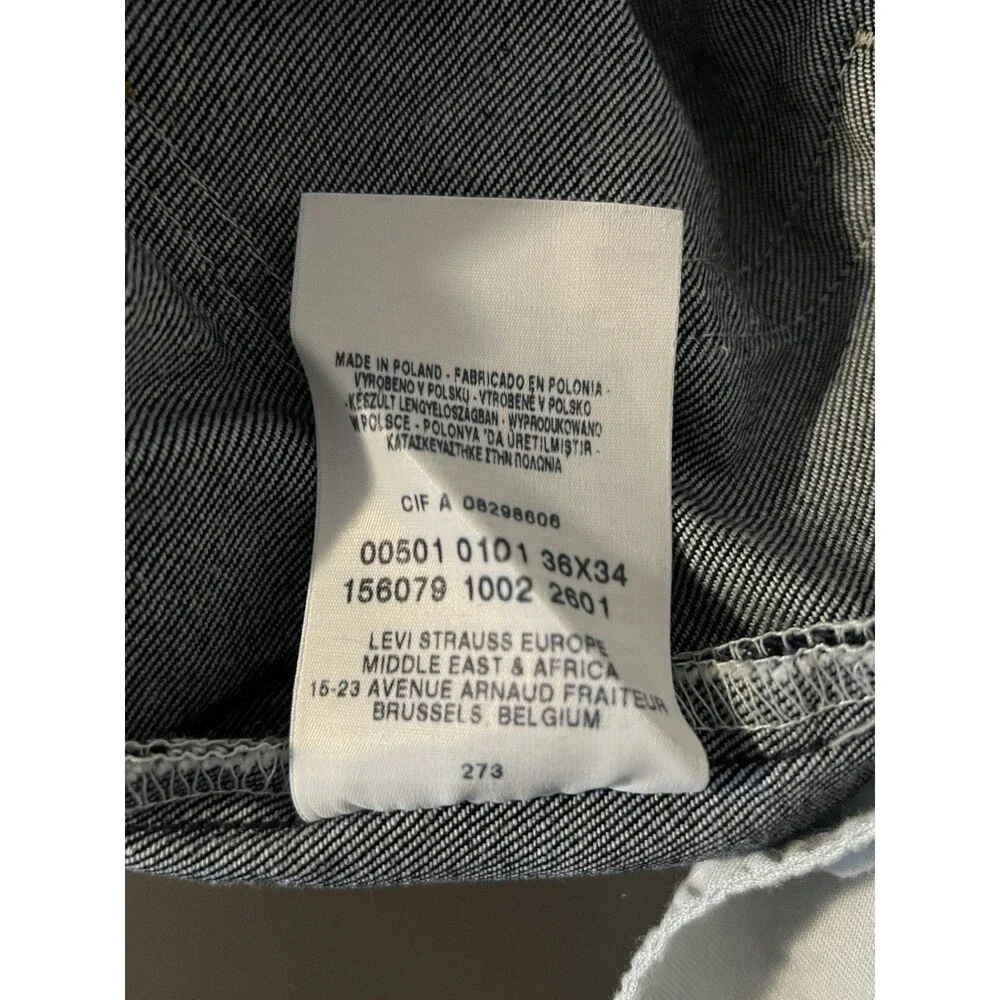 Levi's 501 Jeans Men's 36x34 Button Fly Straight Dark Wash Denim Classic